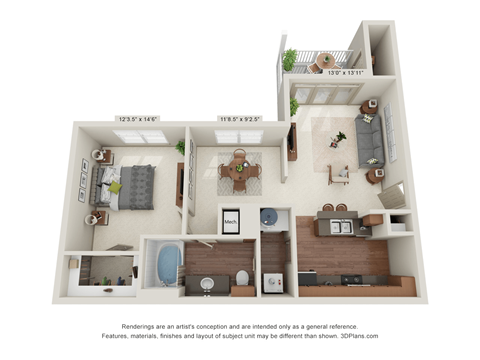Apricot 3D Floorplan with Dimensions